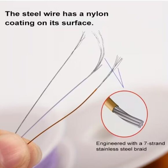 KMEOSCH Silver 7-Strand Nylon Coated Stainless Steel Beading Wire ø0.6mm - Picture 3 of 3